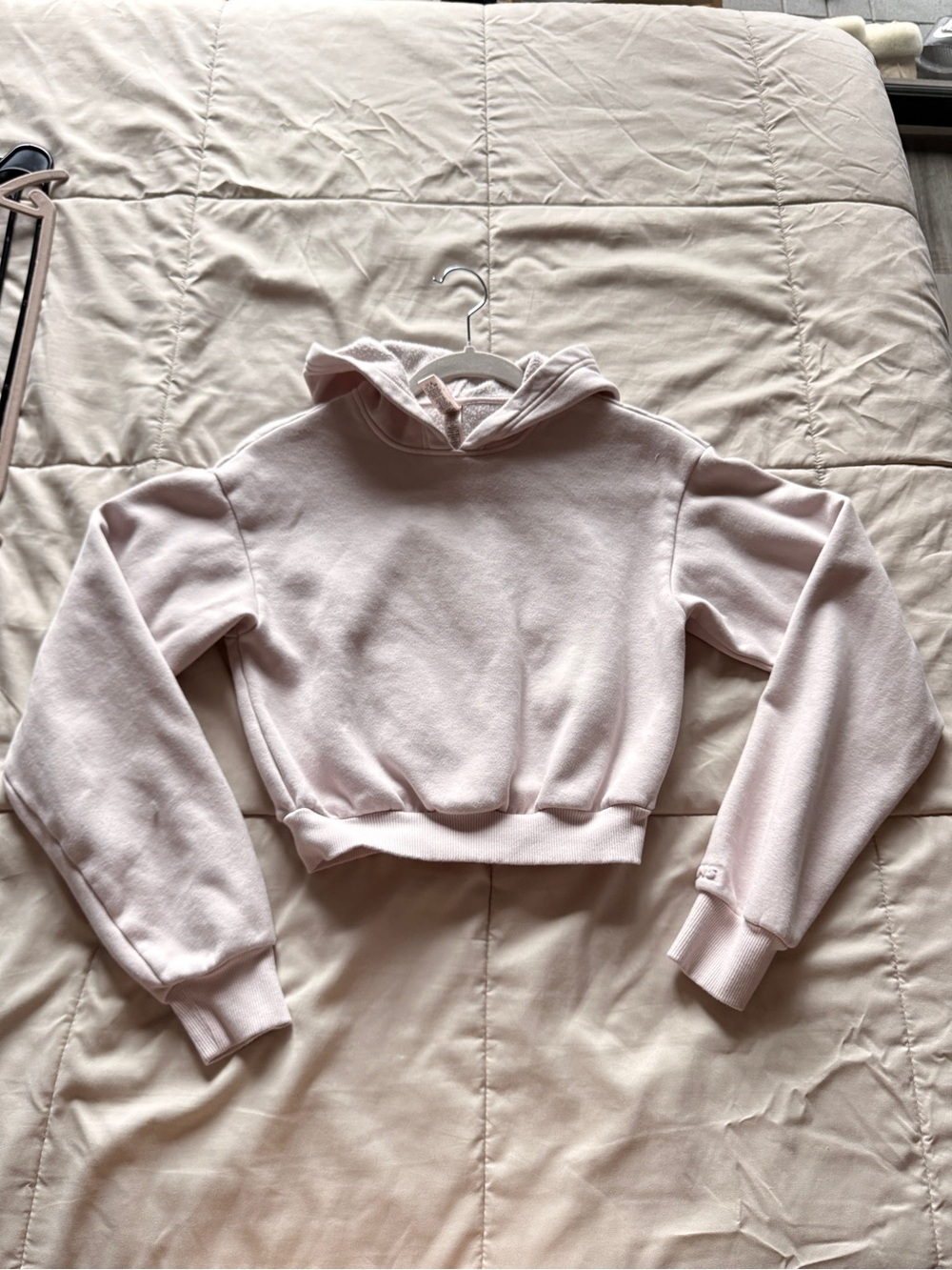 SKIMS Cropped Hoodie in Light Pink
